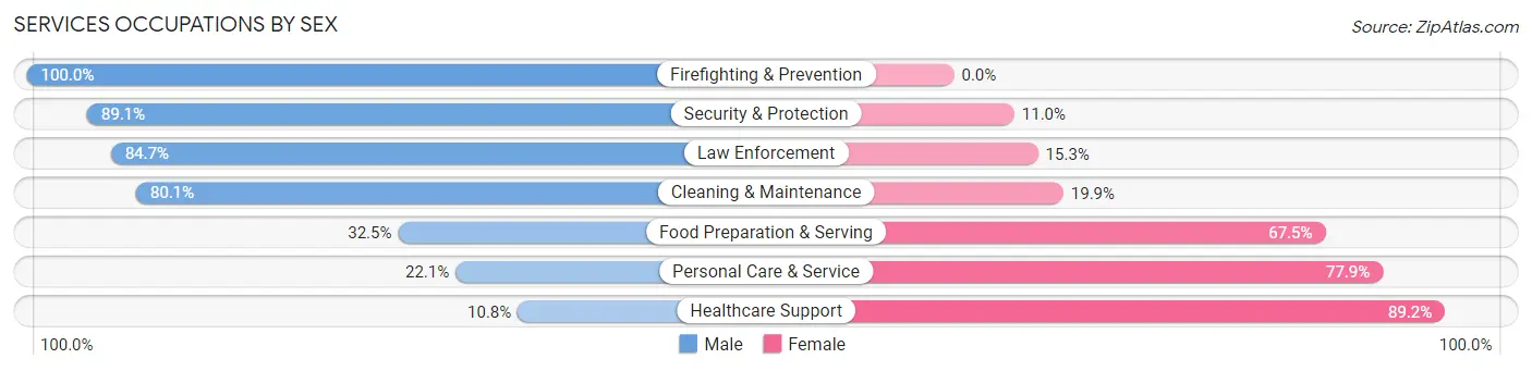 Services Occupations by Sex in Zip Code 82604