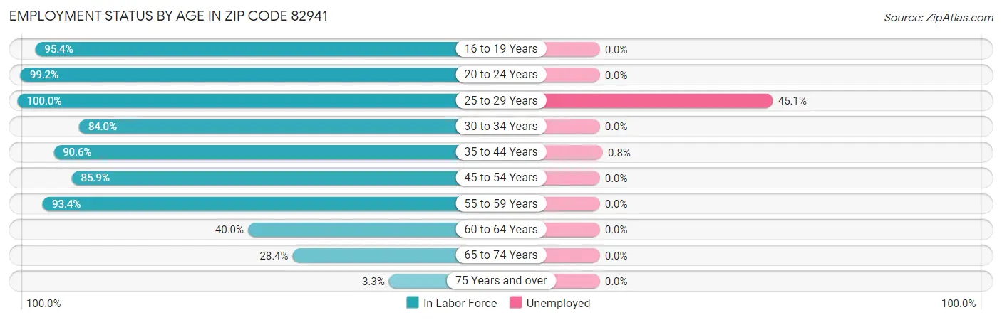 Employment Status by Age in Zip Code 82941