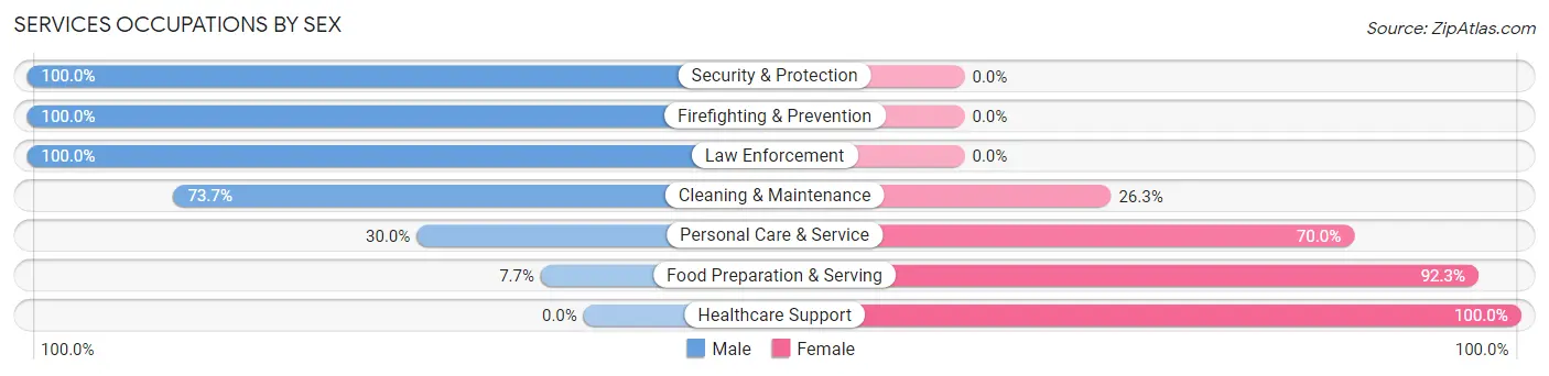 Services Occupations by Sex in Zip Code 83332