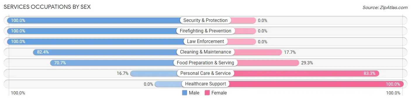 Services Occupations by Sex in Zip Code 83427