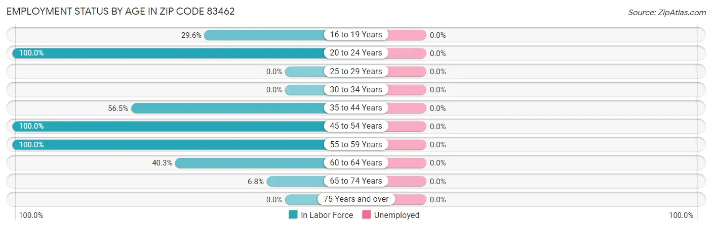 Employment Status by Age in Zip Code 83462