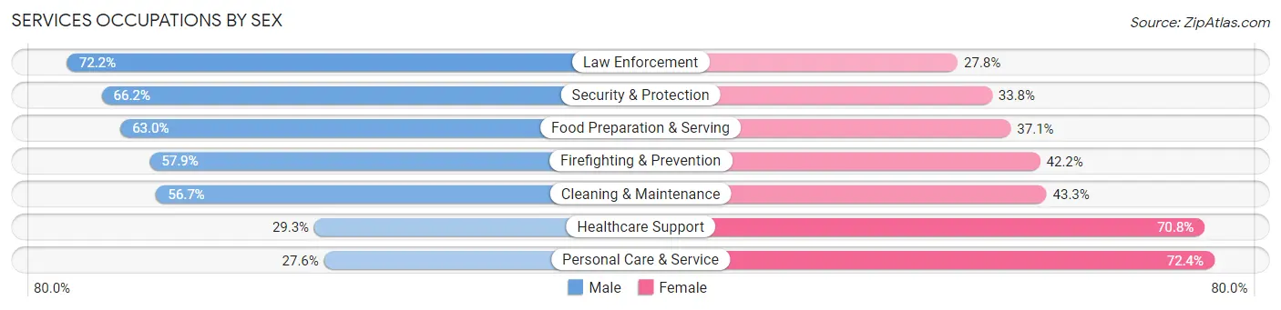 Services Occupations by Sex in Zip Code 83704