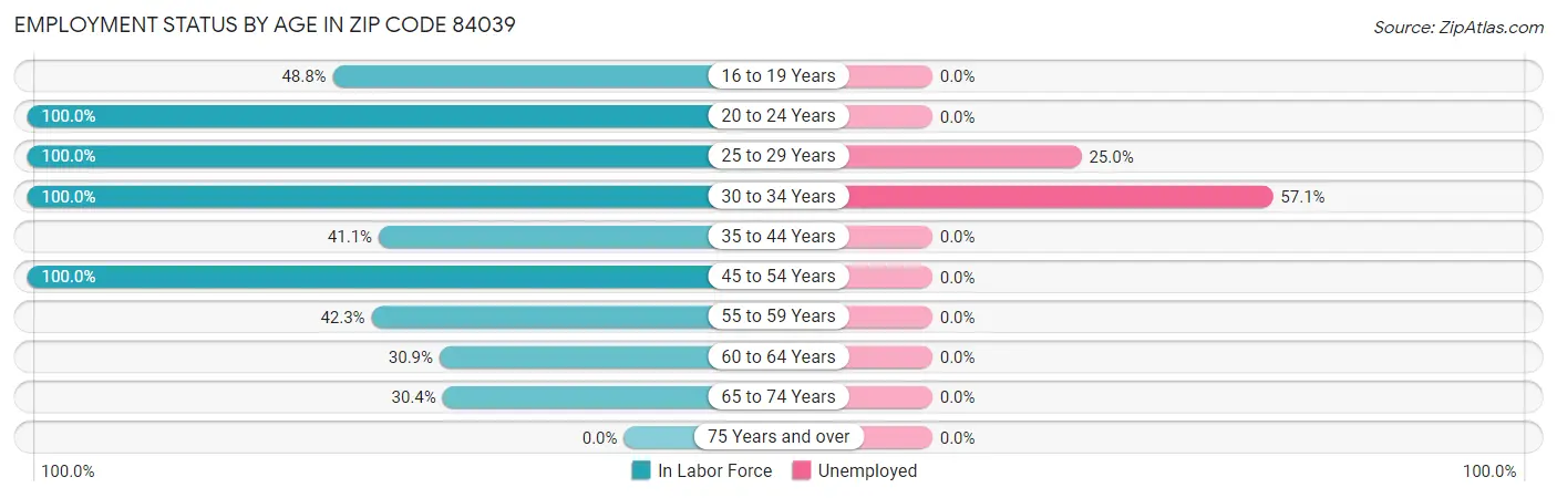 Employment Status by Age in Zip Code 84039