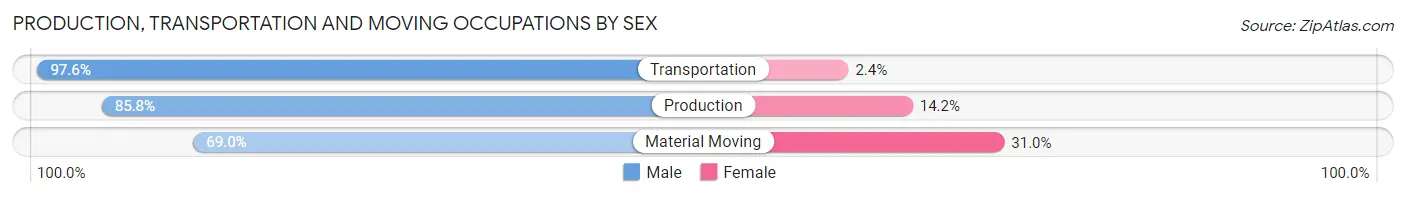 Production, Transportation and Moving Occupations by Sex in Zip Code 84096