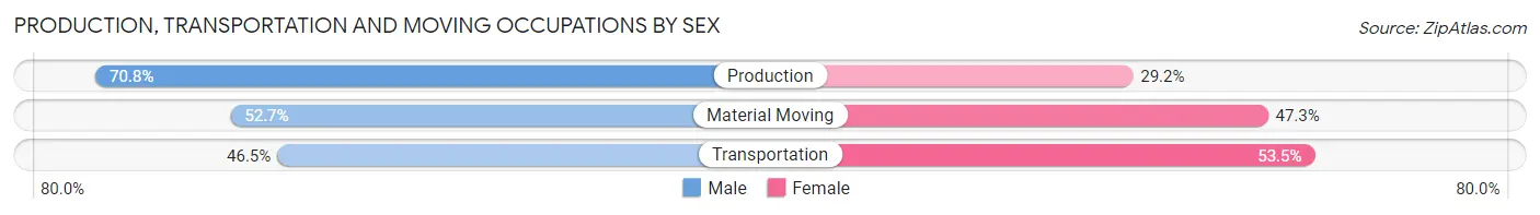 Production, Transportation and Moving Occupations by Sex in Zip Code 84320