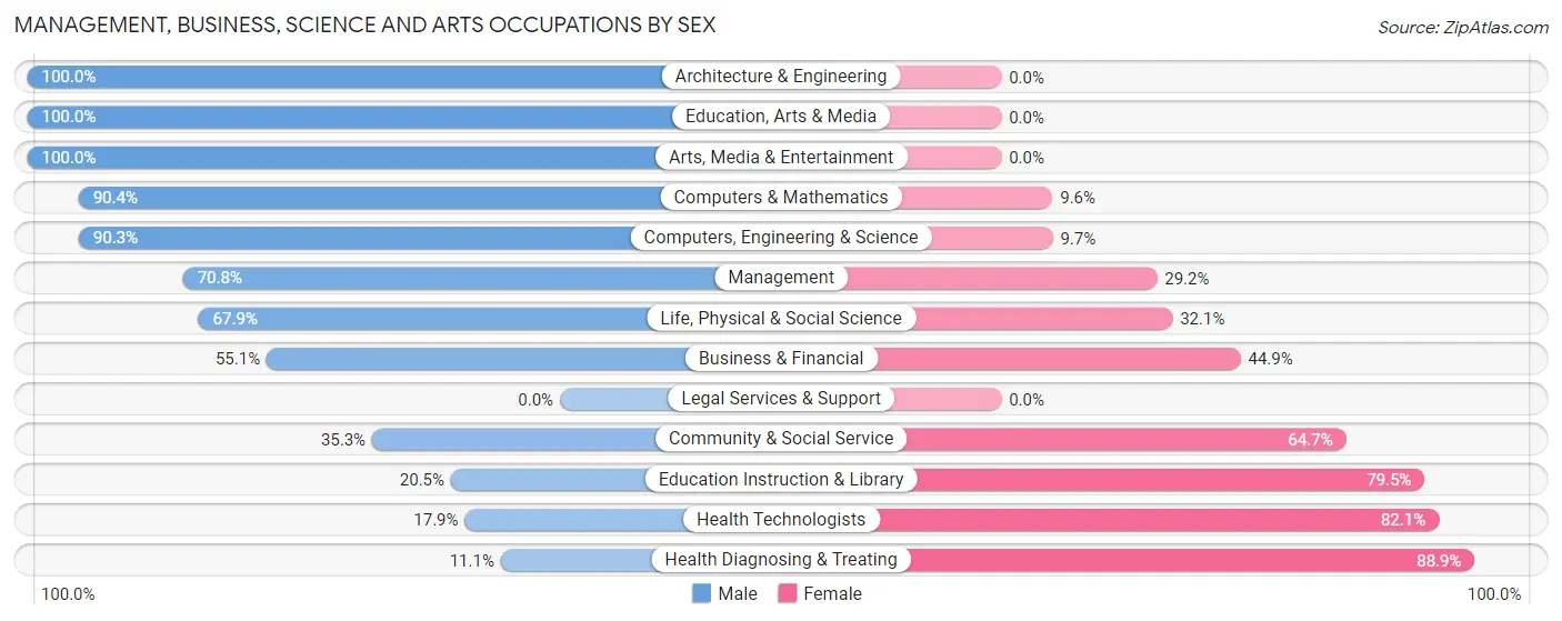Management, Business, Science and Arts Occupations by Sex in Zip Code 84333