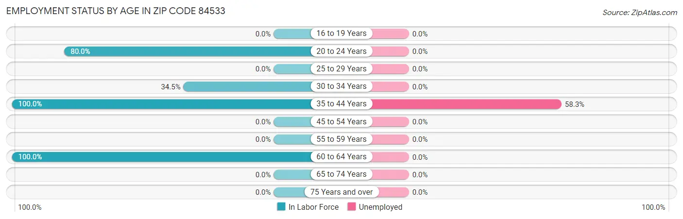 Employment Status by Age in Zip Code 84533