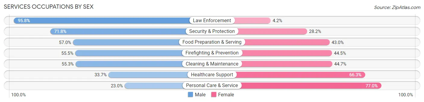 Services Occupations by Sex in Zip Code 84601