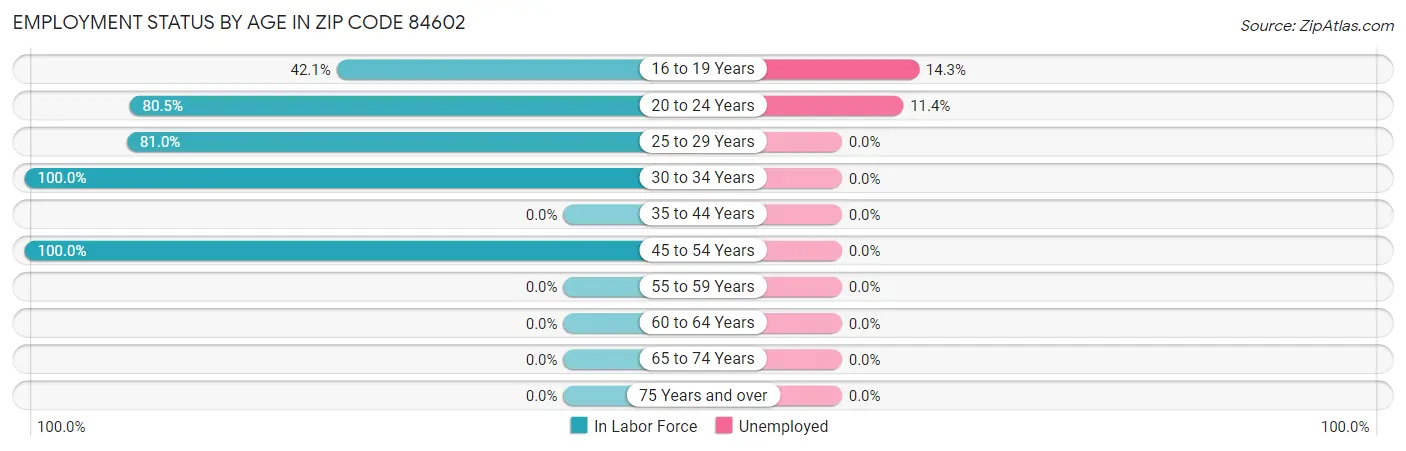 Employment Status by Age in Zip Code 84602