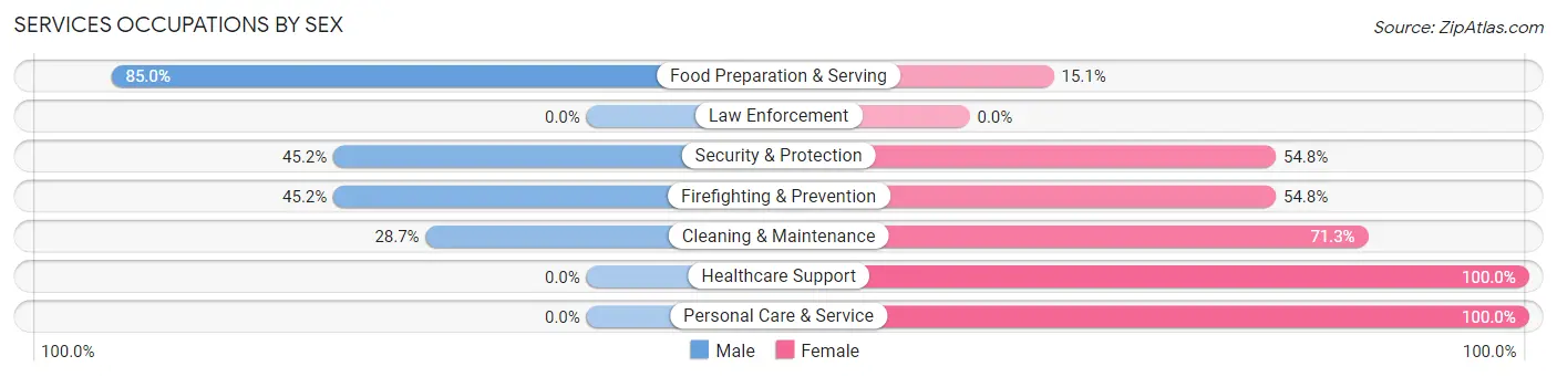 Services Occupations by Sex in Zip Code 84624