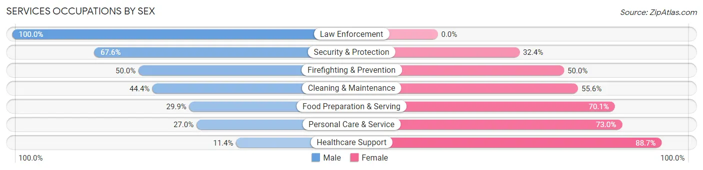 Services Occupations by Sex in Zip Code 84651
