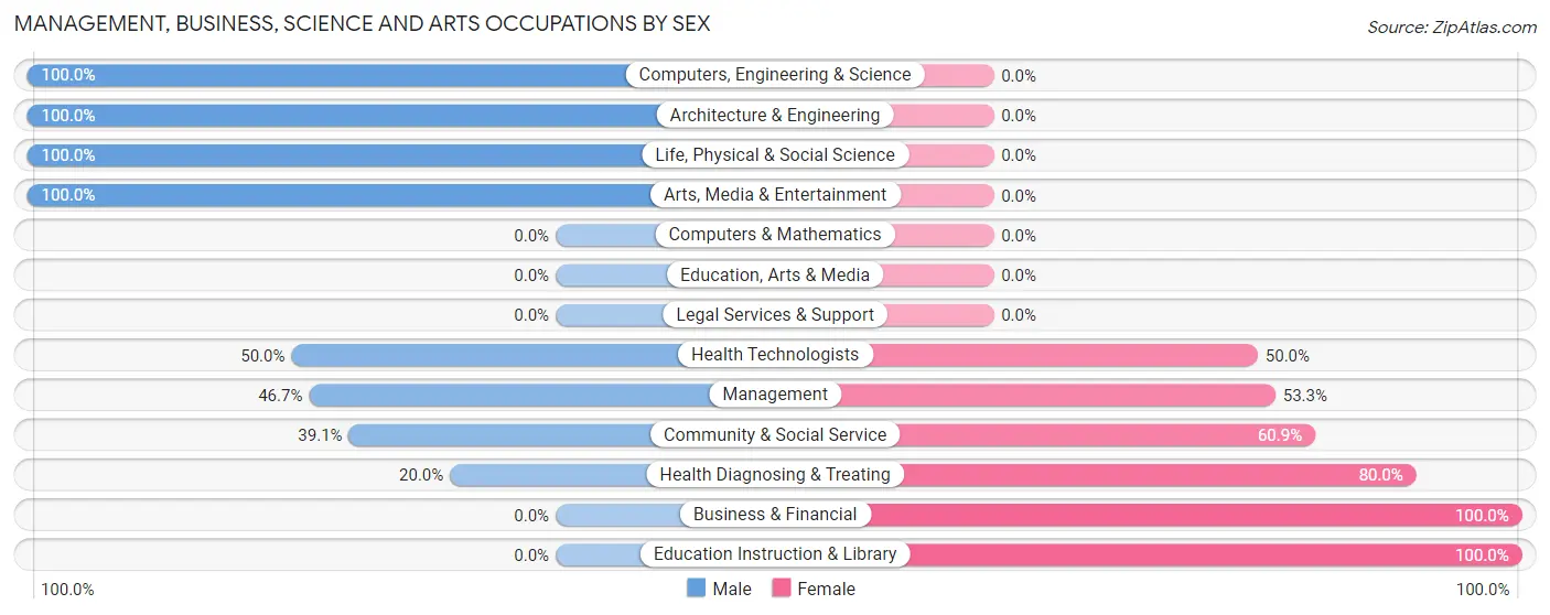 Management, Business, Science and Arts Occupations by Sex in Zip Code 84767