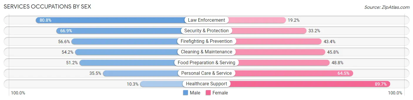 Services Occupations by Sex in Zip Code 85040