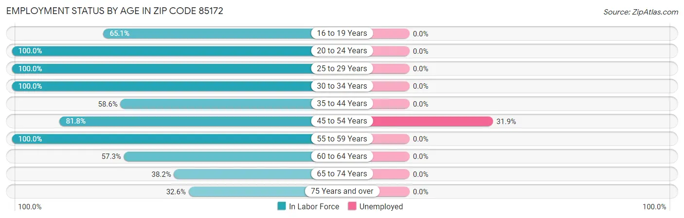 Employment Status by Age in Zip Code 85172