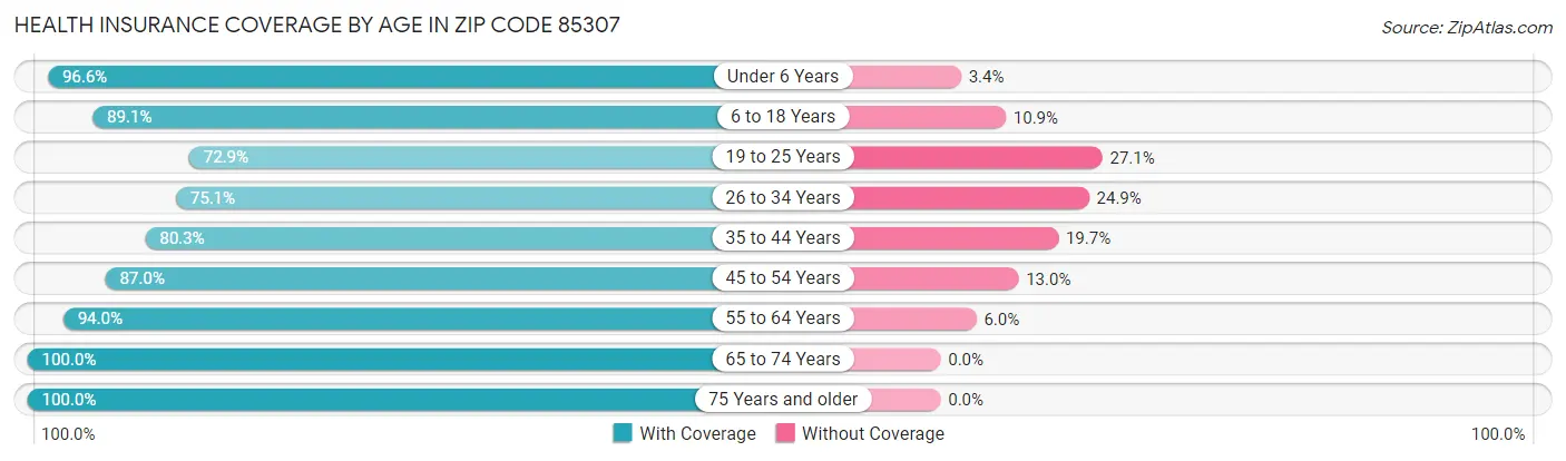 Health Insurance Coverage by Age in Zip Code 85307
