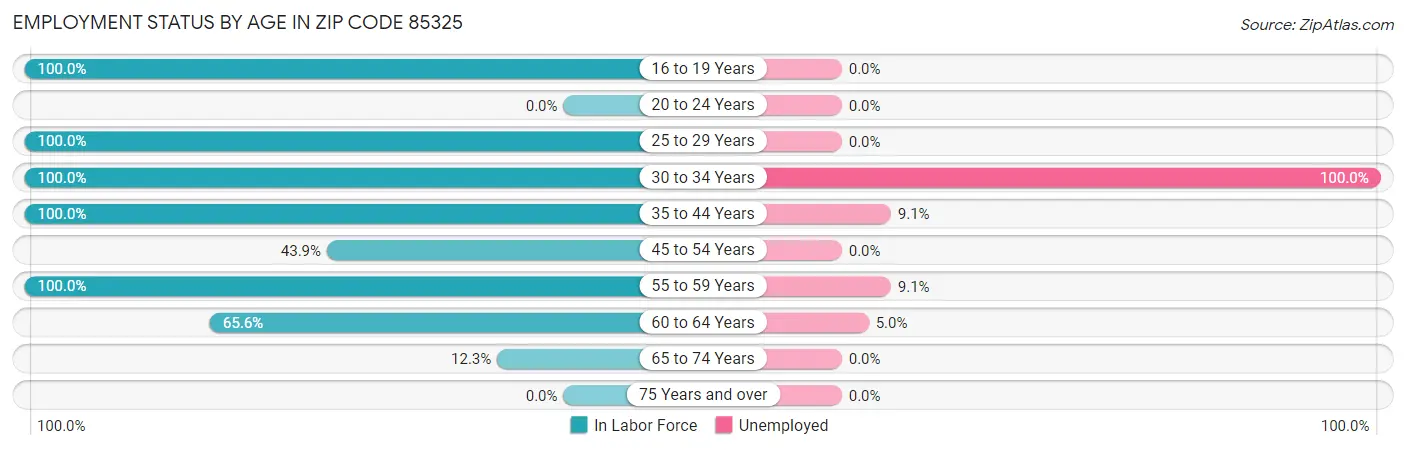 Employment Status by Age in Zip Code 85325