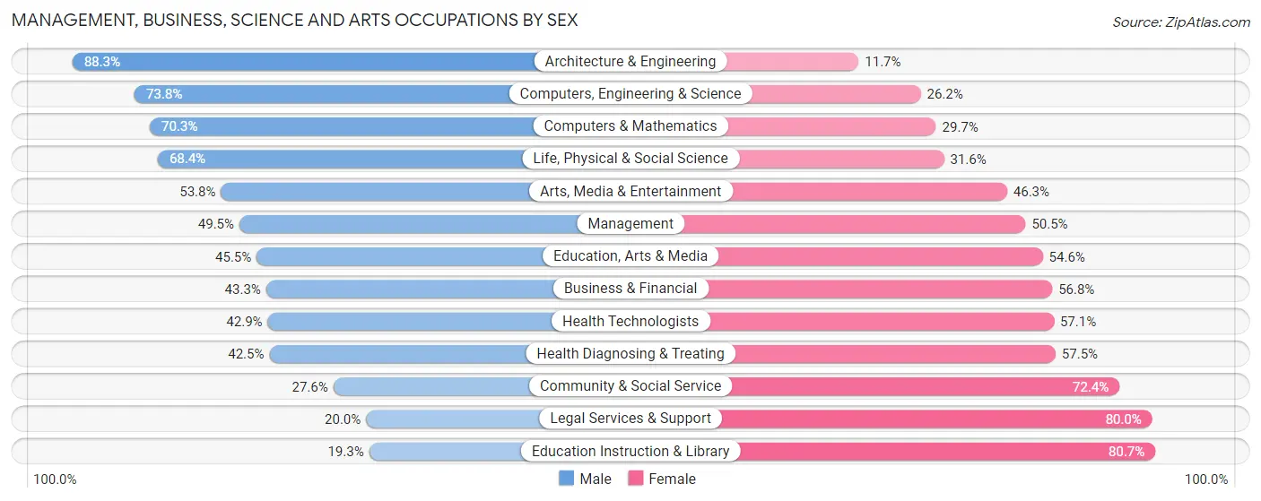 Management, Business, Science and Arts Occupations by Sex in Zip Code 85395