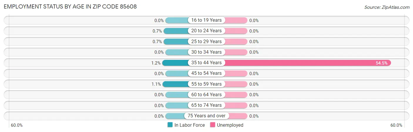 Employment Status by Age in Zip Code 85608