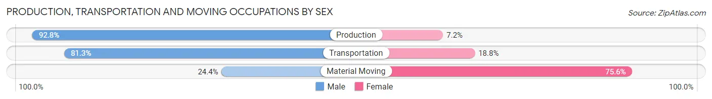 Production, Transportation and Moving Occupations by Sex in Zip Code 85615