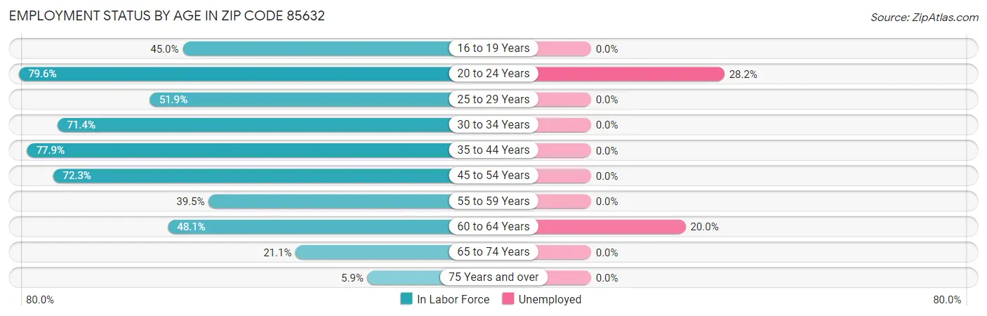 Employment Status by Age in Zip Code 85632