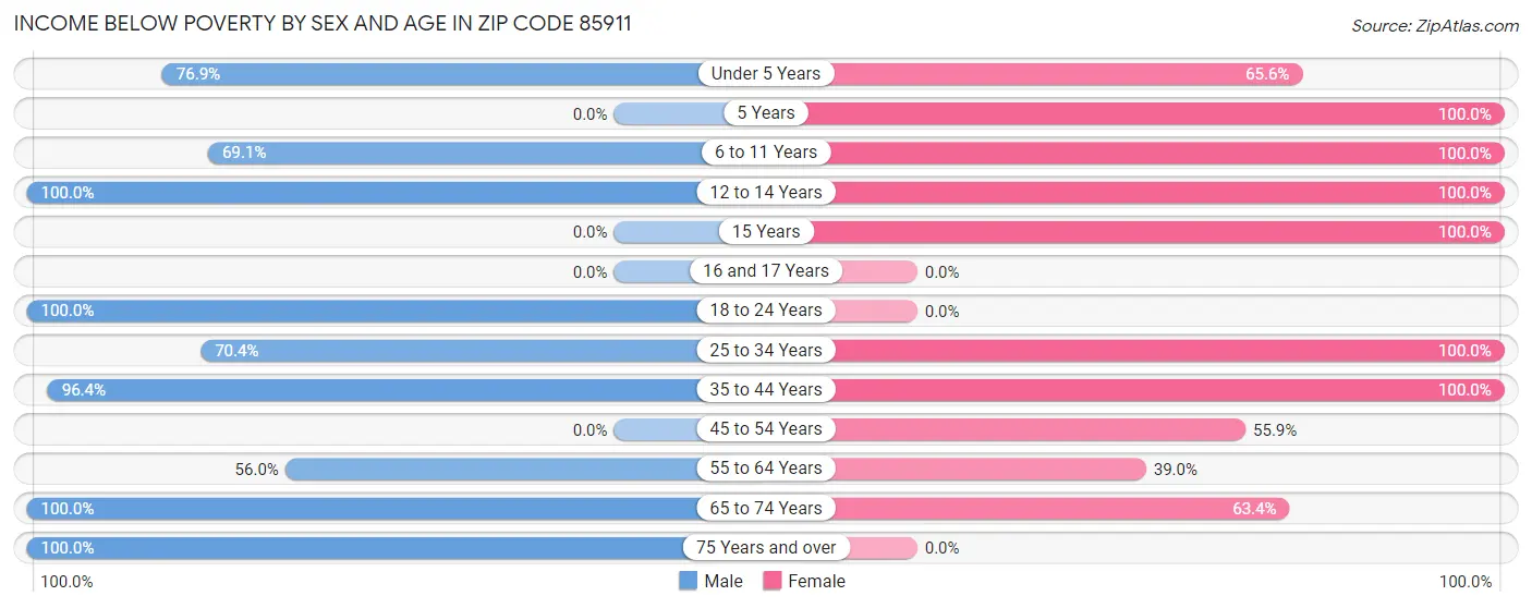 Income Below Poverty by Sex and Age in Zip Code 85911