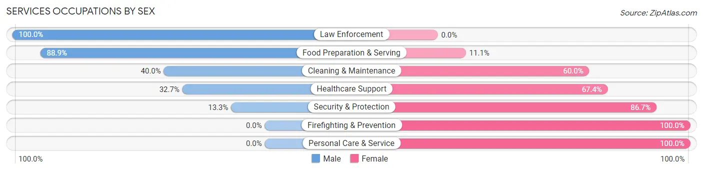 Services Occupations by Sex in Zip Code 86544