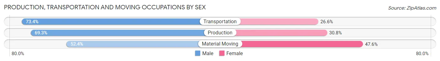 Production, Transportation and Moving Occupations by Sex in Zip Code 87111