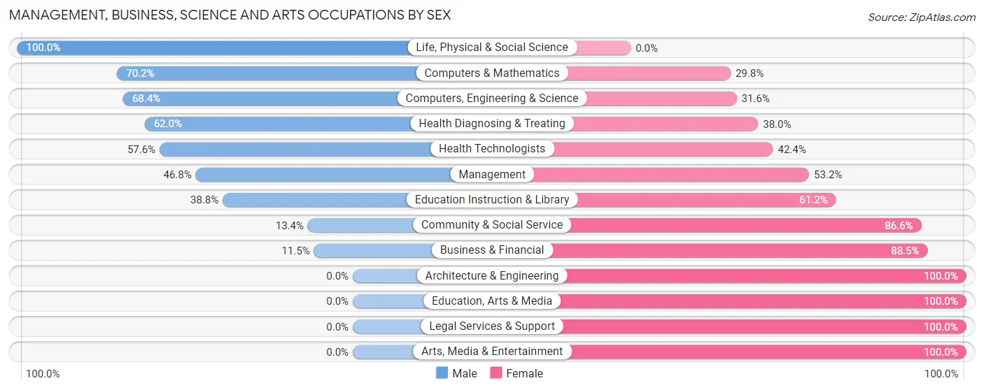 Management, Business, Science and Arts Occupations by Sex in Zip Code 87313
