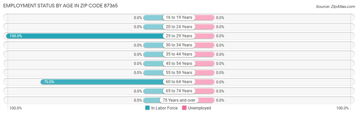 Employment Status by Age in Zip Code 87365
