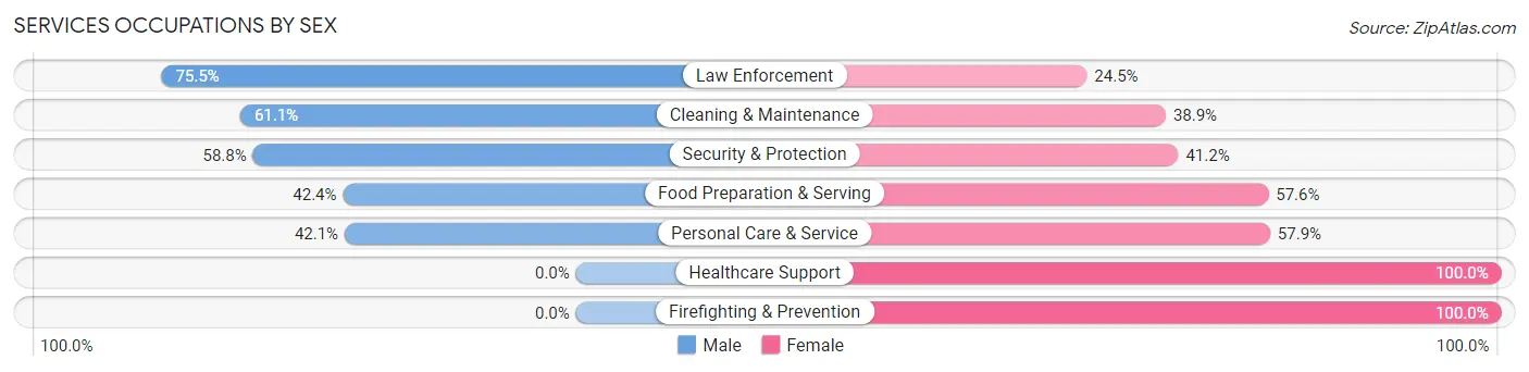 Services Occupations by Sex in Zip Code 87747
