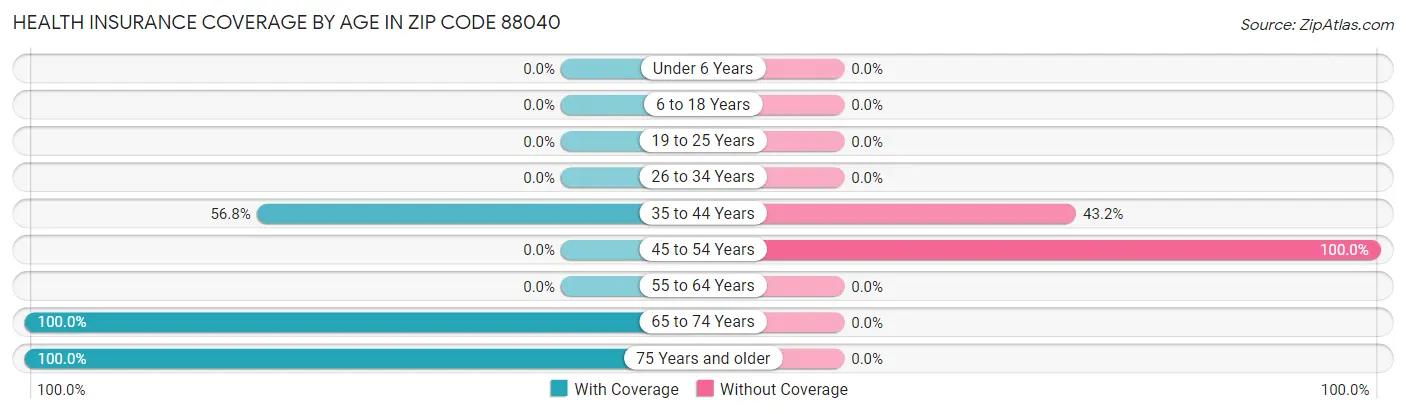 Health Insurance Coverage by Age in Zip Code 88040