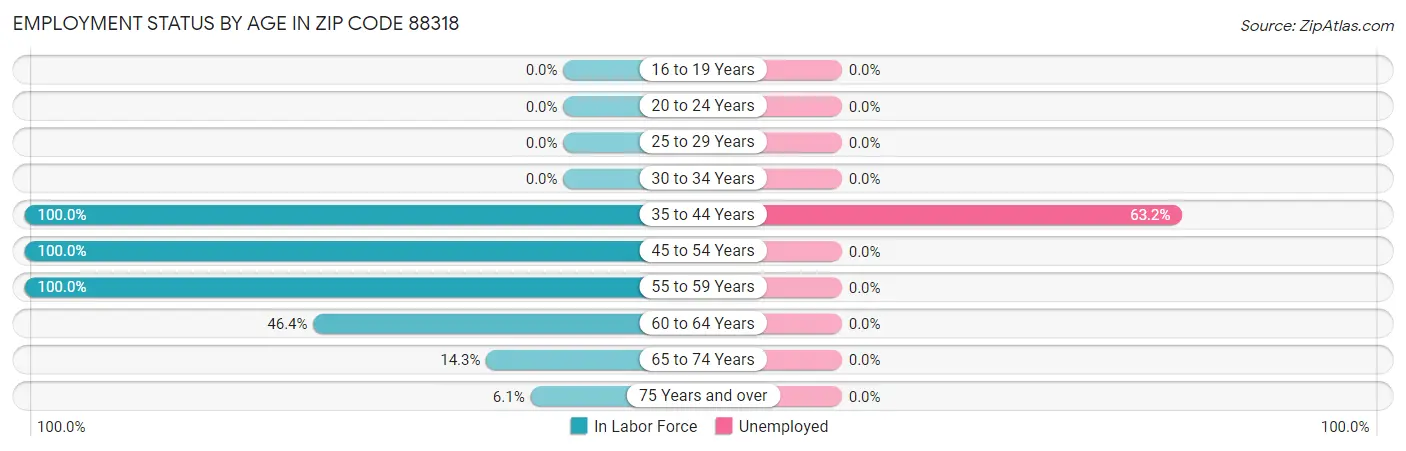 Employment Status by Age in Zip Code 88318
