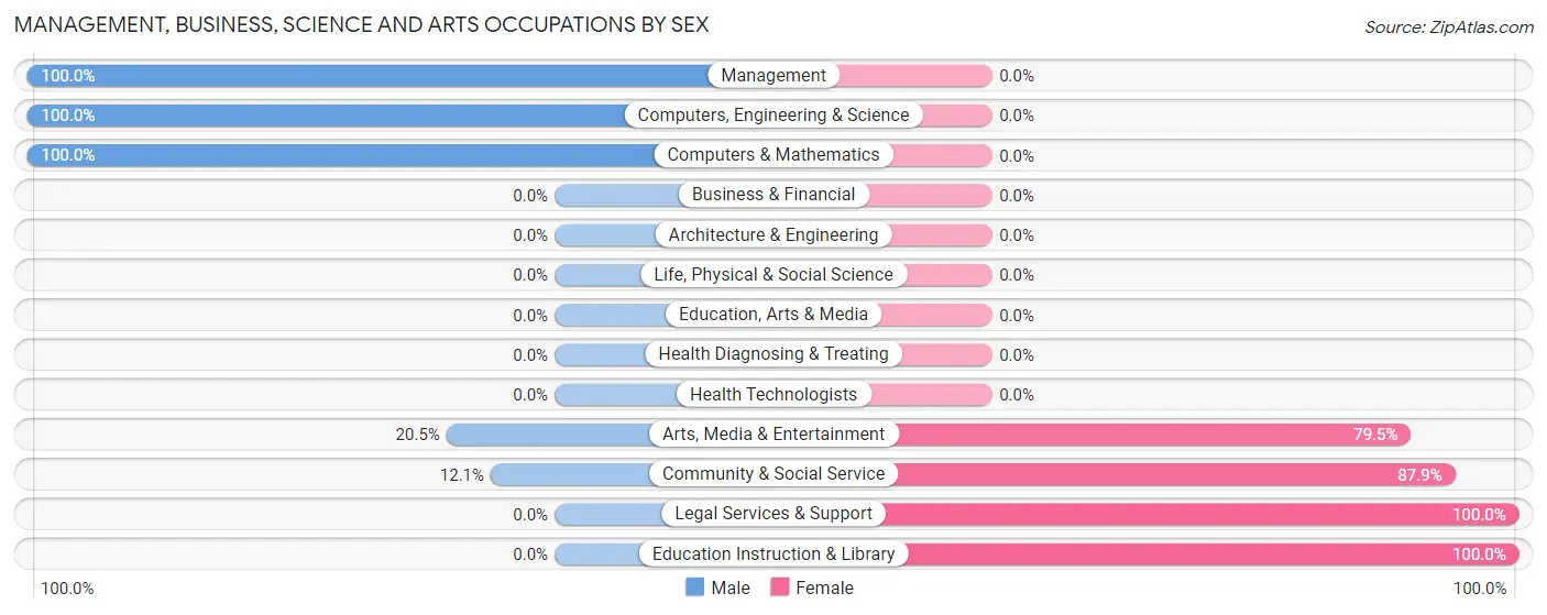 Management, Business, Science and Arts Occupations by Sex in Zip Code 88341