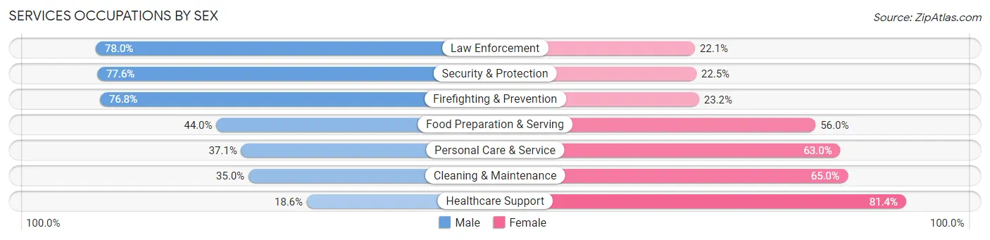 Services Occupations by Sex in Zip Code 89011