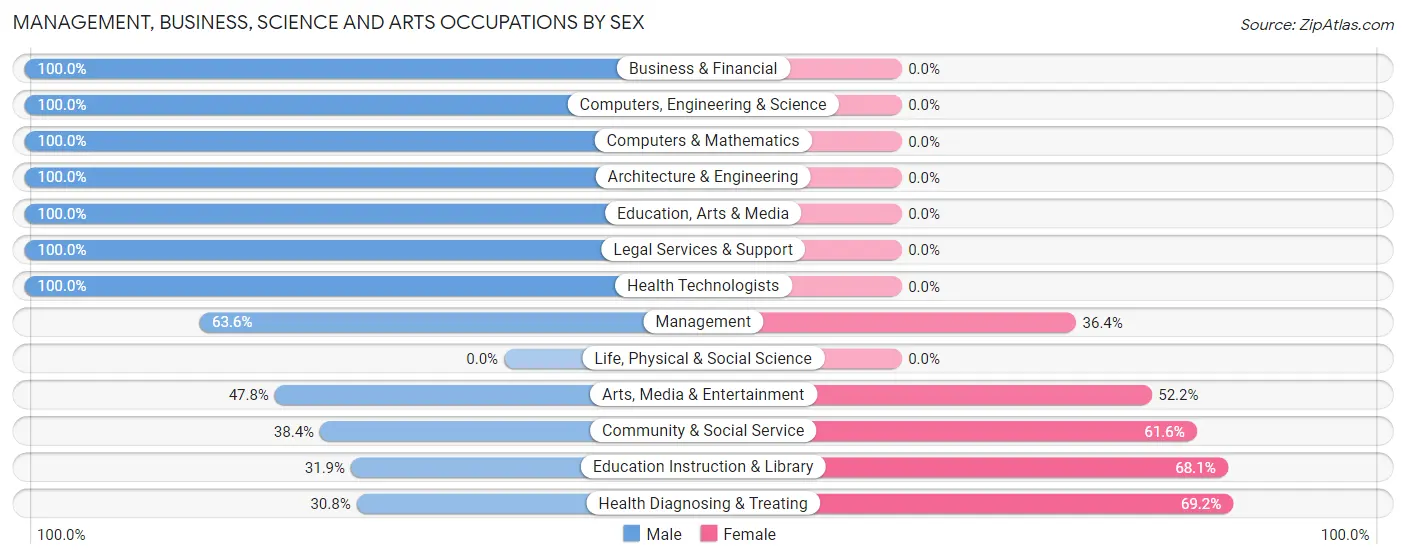 Management, Business, Science and Arts Occupations by Sex in Zip Code 89061