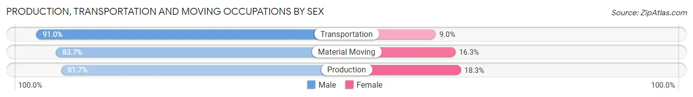 Production, Transportation and Moving Occupations by Sex in Zip Code 89081
