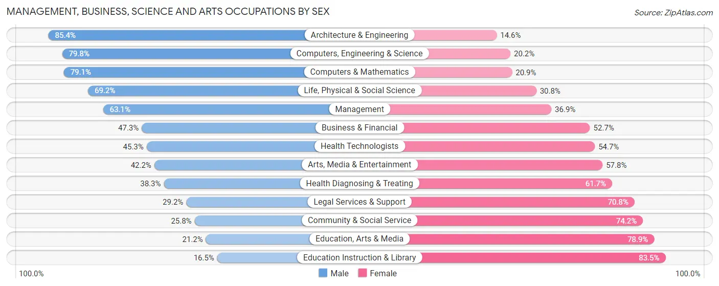 Management, Business, Science and Arts Occupations by Sex in Zip Code 89134