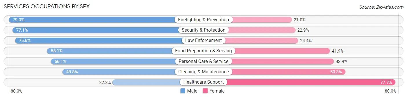 Services Occupations by Sex in Zip Code 89166