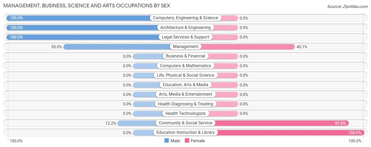 Management, Business, Science and Arts Occupations by Sex in Zip Code 89316