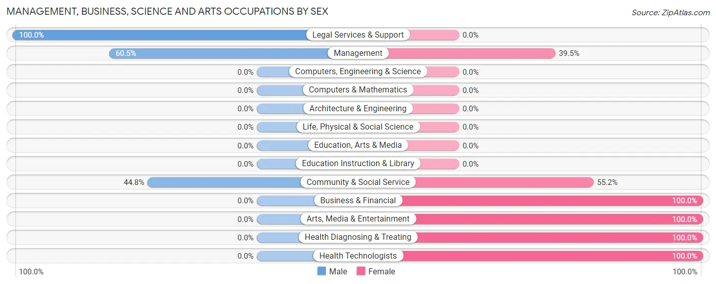 Management, Business, Science and Arts Occupations by Sex in Zip Code 89413