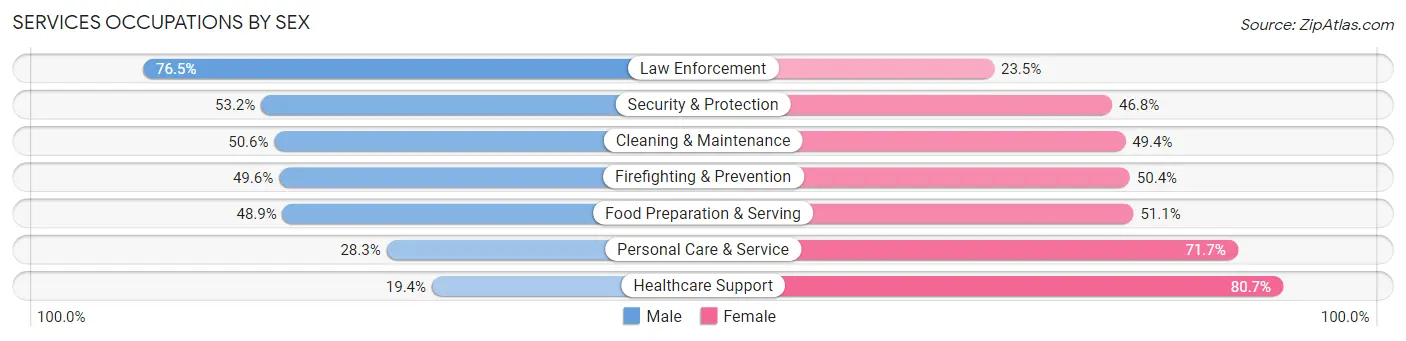 Services Occupations by Sex in Zip Code 90002