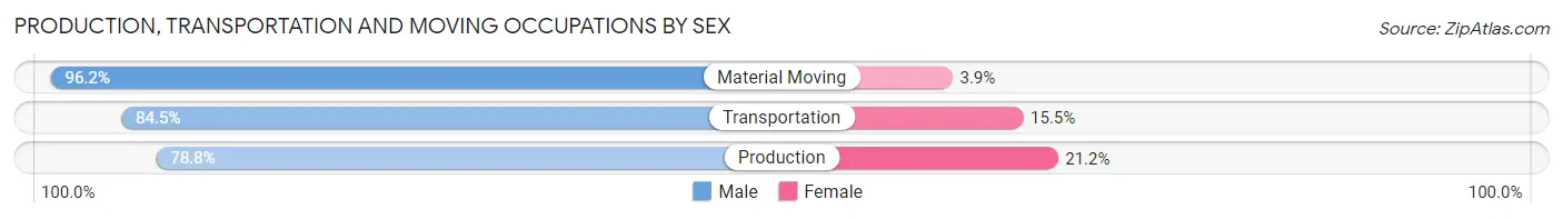 Production, Transportation and Moving Occupations by Sex in Zip Code 91107