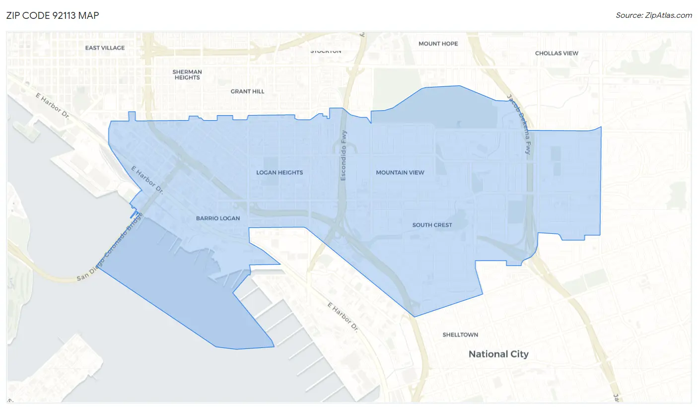 Zip Code 92113 Map