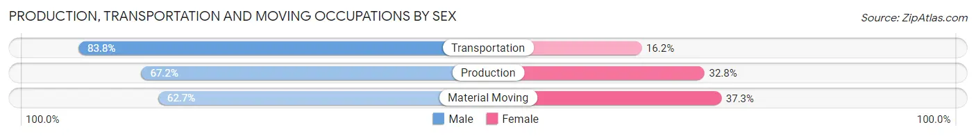 Production, Transportation and Moving Occupations by Sex in Zip Code 92543