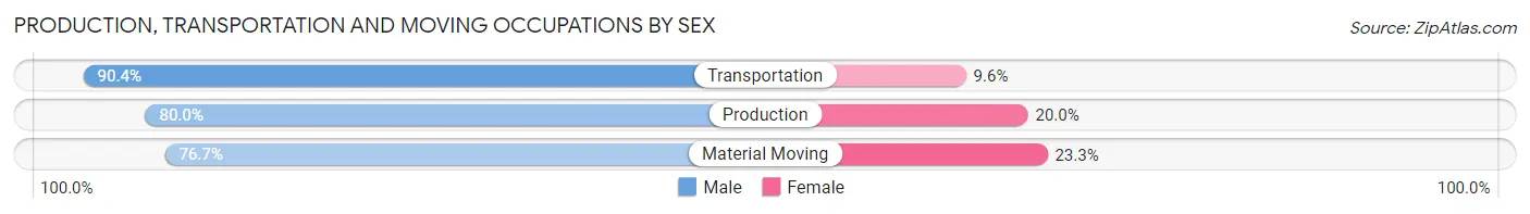 Production, Transportation and Moving Occupations by Sex in Zip Code 93103