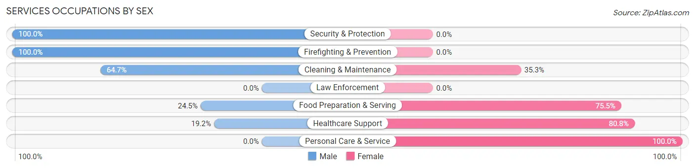 Services Occupations by Sex in Zip Code 93225