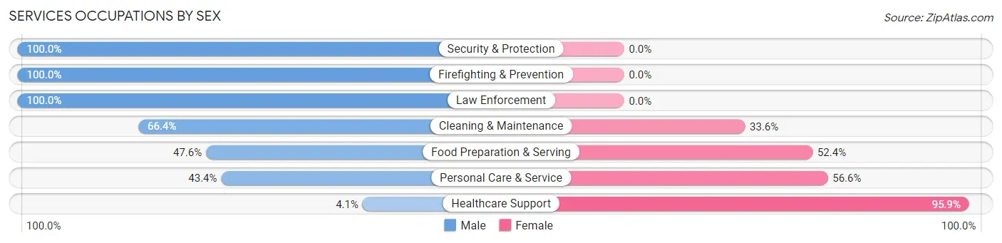 Services Occupations by Sex in Zip Code 93463