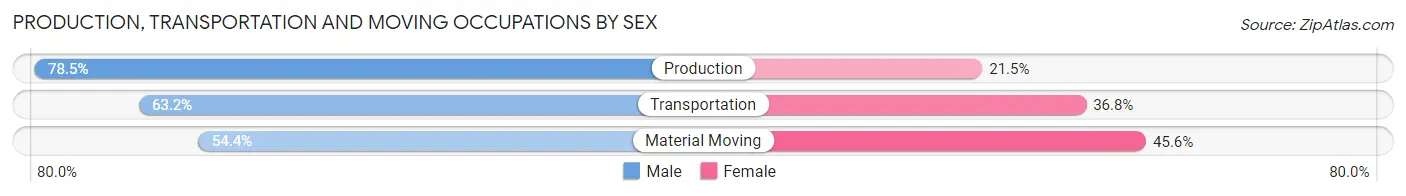 Production, Transportation and Moving Occupations by Sex in Zip Code 93701