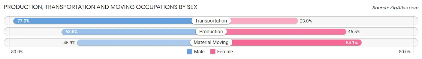 Production, Transportation and Moving Occupations by Sex in Zip Code 93705