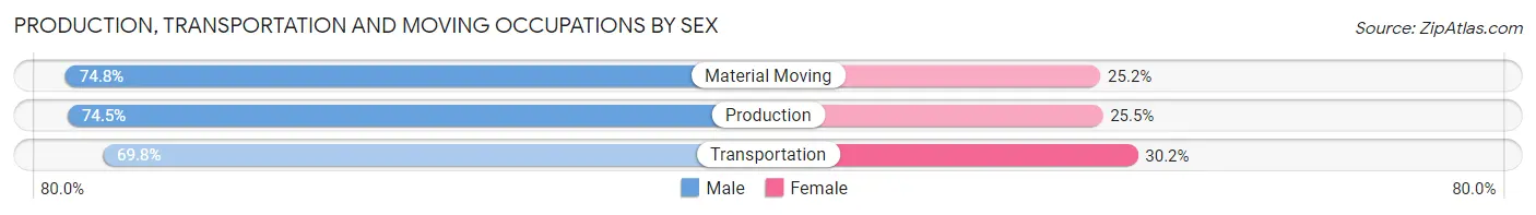 Production, Transportation and Moving Occupations by Sex in Zip Code 93726